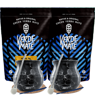 Yerba Mate Mas IQ σετ για δύο άτομα Bombilla 2x500