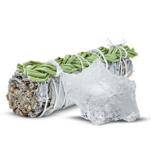 Σετ διαλογισμού: θυμίαμα λευκού φασκόμηλου + κρύσταλλος καθαρού χαλαζία