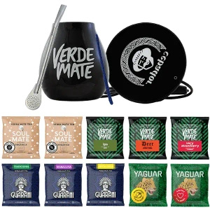 Σετ Yerba Mate: δείγματα 10x50γρ + θερμαντήρας κούπας USB + Καλαμπάς + Bombilla