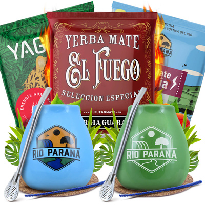Yerba Mate Energia Set ΓΙΑ ΔΥΟ Calabash Bombilla