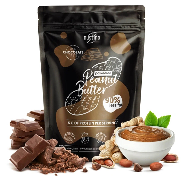 Nustino – Φυστικοβούτυρο σε σκόνη – Chocolate (χωρίς προσθήκη ζάχαρη) 400 γρ.