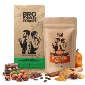 Σετ για Pumpkin Spice Latte: καφές Bro Coffee Roastery Brazil Samba 1κιλό + Pumpkin Spice Latte Mix 100γρ
