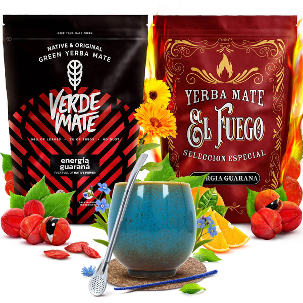Σετ Yerba Mate Verde Mate El Fuego Energia 2x500g + αξεσουάρ