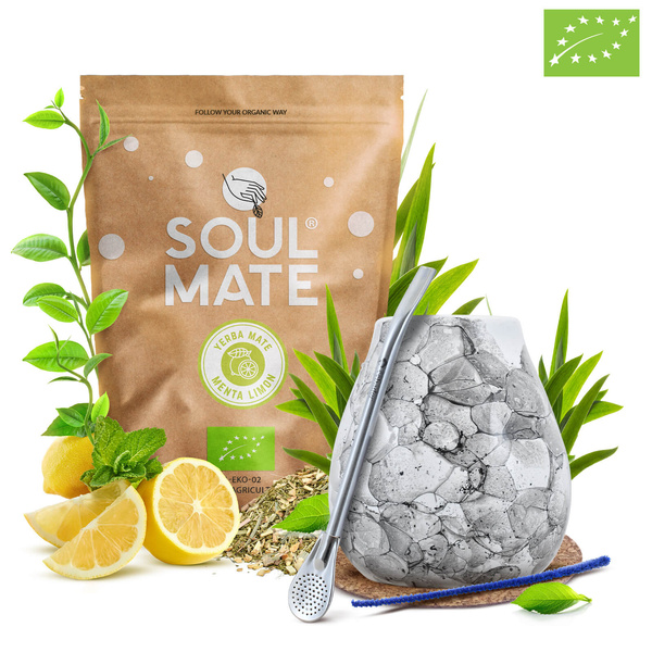 Σετ Yerba Mate Soul Mate Organica Menta Limon 500g 0,5kg Calabash + Bombilla