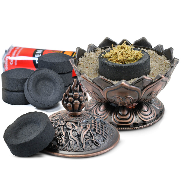 Σετ από ρινίσματα palo santo, καυστήρα θυμιάματος και κάρβουνα θυμιάματος