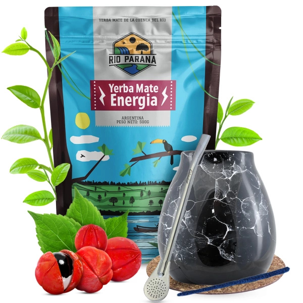 Σετ Yerba Mate Rio Parana Energia Calabash + Bombilla 500g