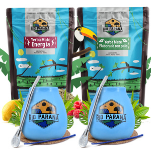 Yerba Mate Rio Parana Σετ για ΔΥΟ Calabash Bombilla 1000g