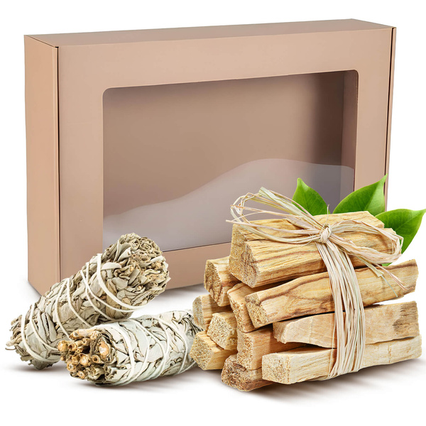 Σετ δώρου με θυμίαμα Palo Santo + Λευκό Φασκόμηλο