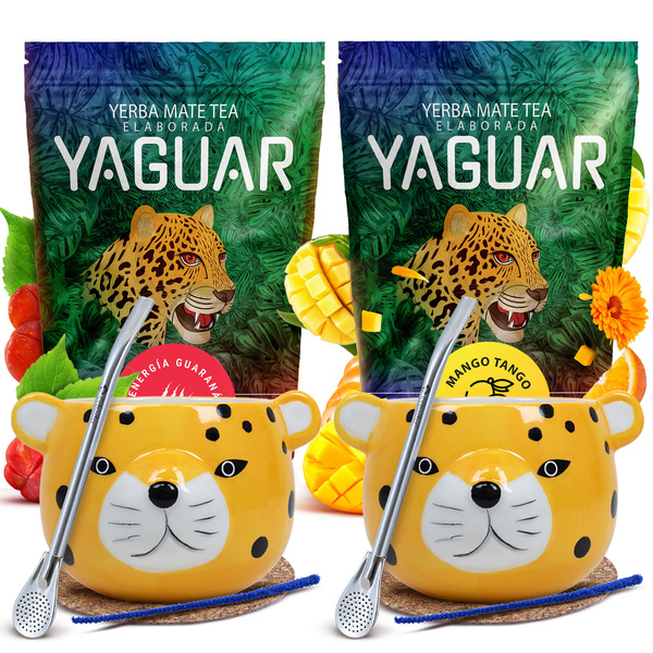 Σετ Yerba Mate για δύο άτομα: Yaguar 2x500γρ + 2x Καλαμπάς + 2x Bombilla