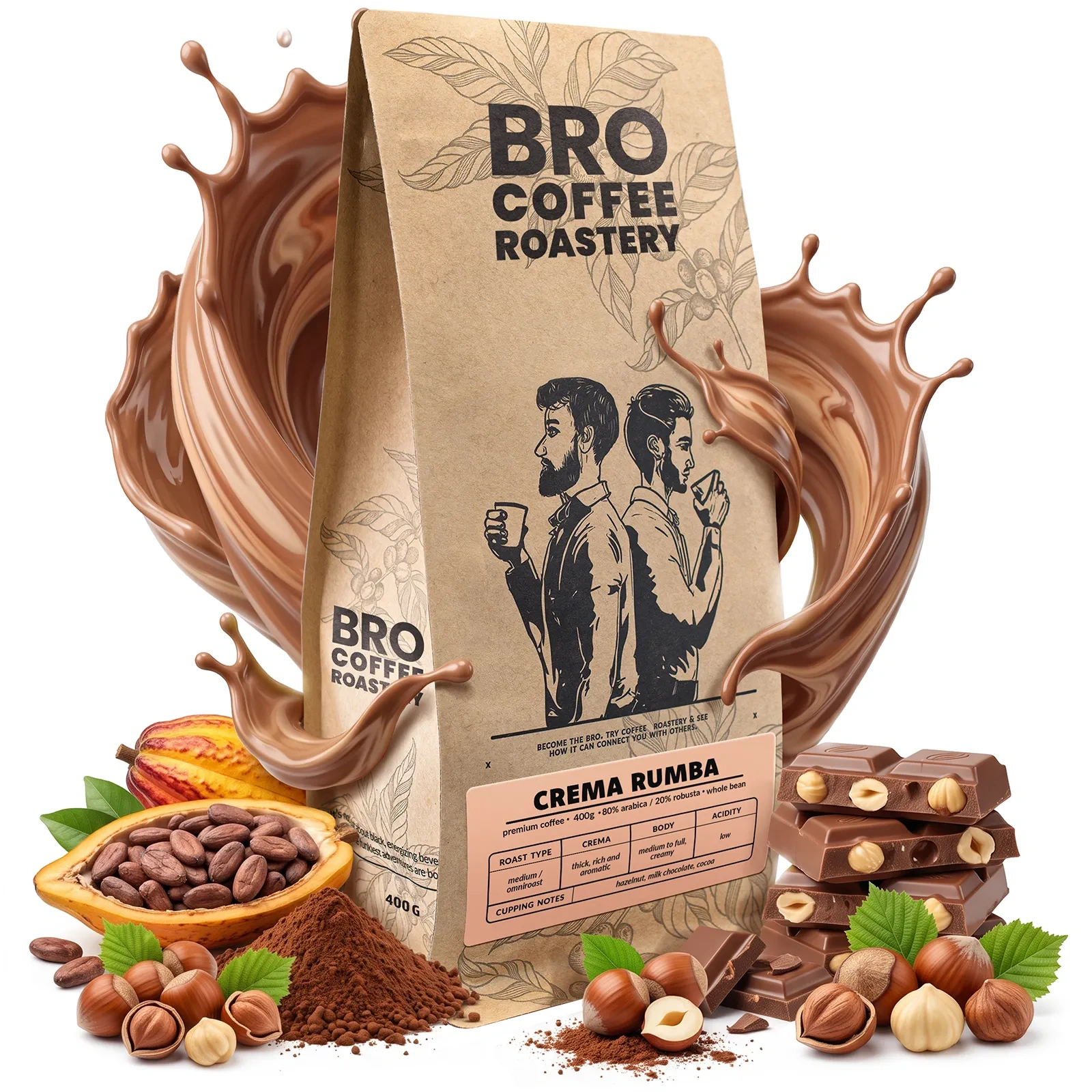 Bro Coffee Roastery Crema Rumba - καφές ολόκληρος 80% αραβική 20% ρομπούστα