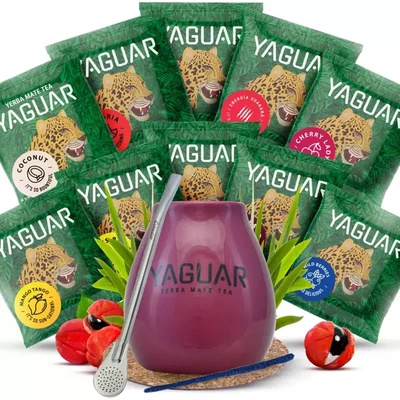 Σετ Yerba Mate Yaguar 10x50g Calabash Bombilla