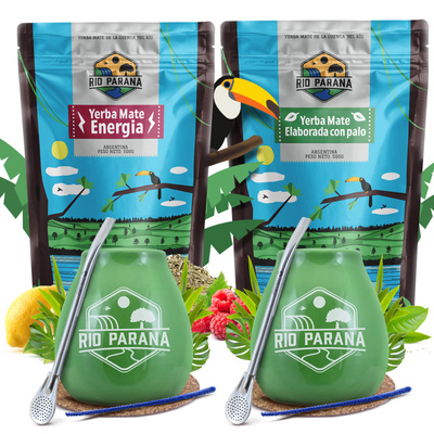 Yerba Mate Rio Parana Σετ για ΔΥΟ Calabash Bombilla 1000g