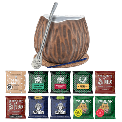 Σετ Yerba Mate 10x50g Calabash Coconut Bombilla 500g