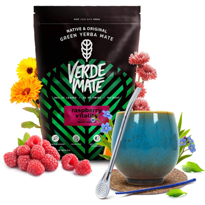 Yerba Mate set Verde Mate Βατόμουρο 500g Calabash + Bombilla