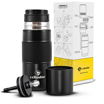 Yerbomos X ALL IN ONE - 450ml - Κύπελλο Mate, θερμός και bombilla σε ένα (μαύρο)