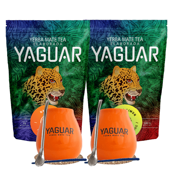 Σετ Yerba Mate Yaguar Naranja 500g + Yaguar Menta Limon 500g