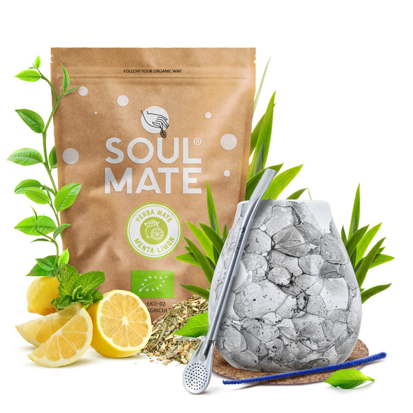 Σετ Yerba Mate Soul Mate Organica Menta Limon 500g 0,5kg Calabash + Bombilla