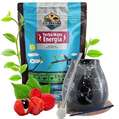 Σετ Yerba Mate Rio Parana Energia Calabash + Bombilla 500g