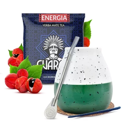 Yerba mate σετ Guarani κεραμικό calabash bombilla