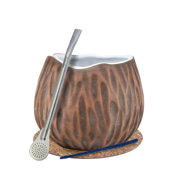 Yerba Mate Matero Set Καρύδα Bombilla Calabash