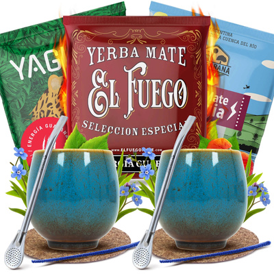 Yerba Mate Energia Set ΓΙΑ ΔΥΟ Calabash Bombilla