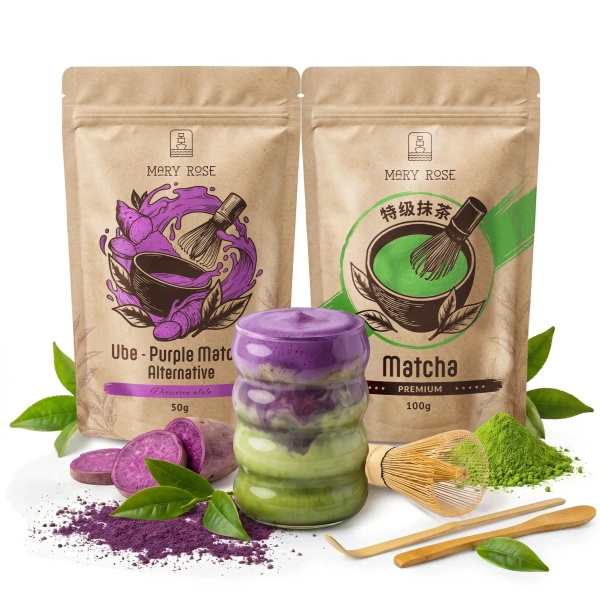 Σετ για χρωματιστό Matcha Latte: Matcha + Purple Matcha + αξεσουάρ
