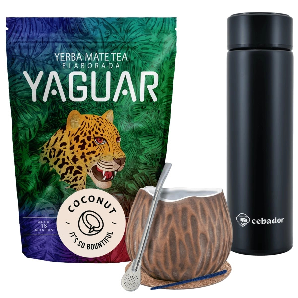 Yerba Mate Yaguar Coconut σετ θερμός 500g calabash