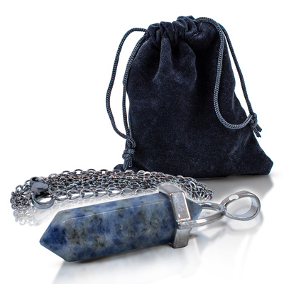Μενταγιόν με Blue Spot Stone σε πουγκί + αλυσίδα