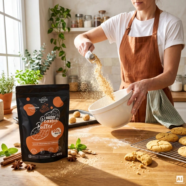 Nustino – Φυστικοβούτυρο σε σκόνη – Cinnamon (χωρίς προσθήκη ζάχαρη) 400 γρ.