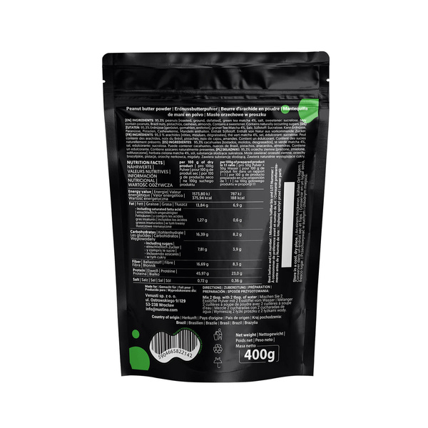 Nustino – Φυστικοβούτυρο σε σκόνη – Matcha (χωρίς προσθήκη ζάχαρη) 400 g