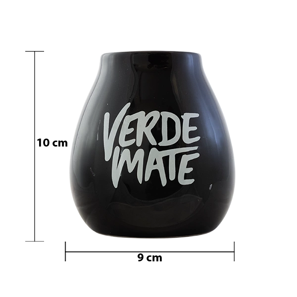 Διαστάσεις της κεραμικής κούπας για μάτε Verde Mate: ύψος 10 cm, διάμετρος 9 cm