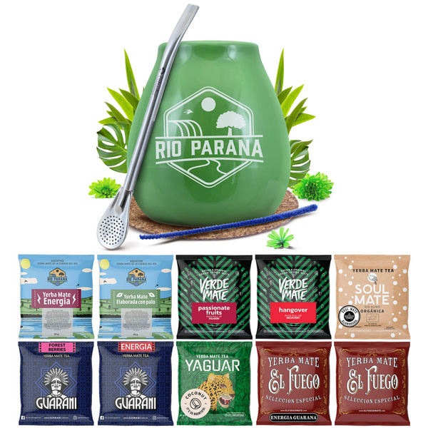 Yerba Mate 10x50g 500g σετ δειγμάτων + αξεσουάρ